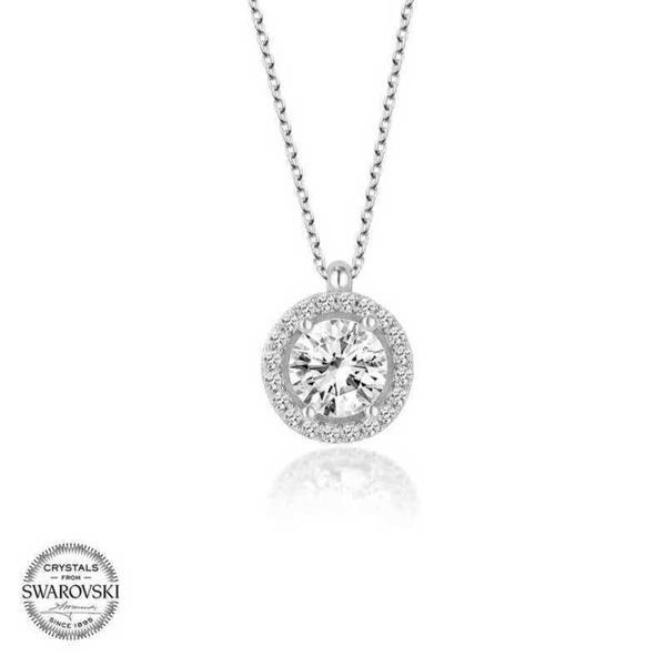 Alsepeteavm Swarovski Taşlı Gümüş Çember Tektaş Bayan Kolye - Image 1