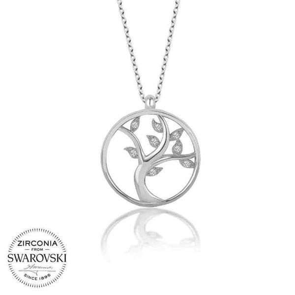 Alsepeteavm Swarovski Taşlı Gümüş Hayat Ağacı Bayan Kolye - Image 1