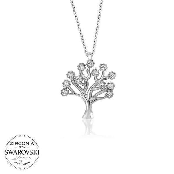 Alsepeteavm Swarovski Taşlı Gümüş Hayat Ağacı Bayan Kolye - Image 1