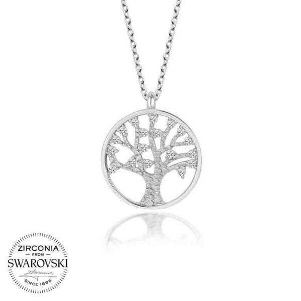 Alsepeteavm Swarovski Taşlı Gümüş Hayat Ağacı Bayan Kolye - Image 1