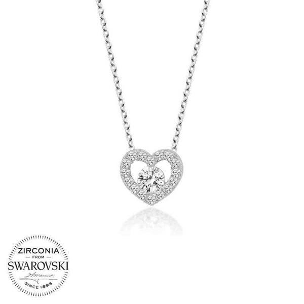 Alsepeteavm Swarovski Taşlı Gümüş Kalp Bayan Kolye - Image 1