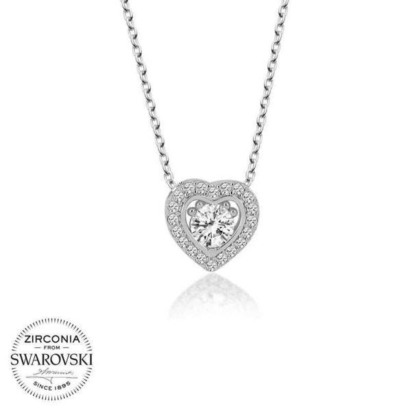 Alsepeteavm Swarovski Taşlı Gümüş Kalp Bayan Kolye - Image 1