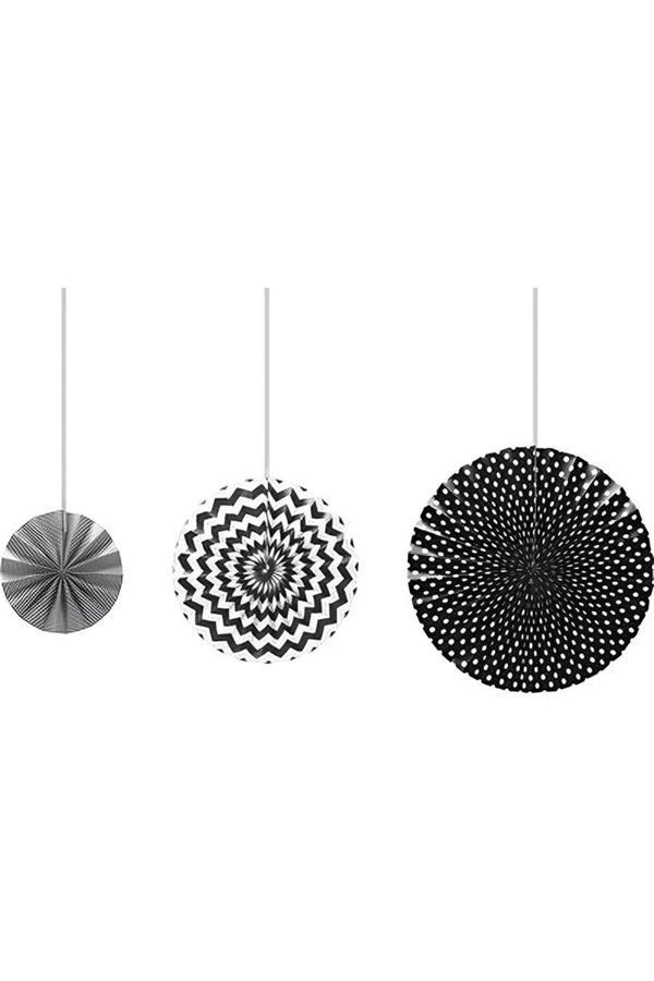 Alsepeteavm Black Paper Fans Set - 3pcs - Image 1
