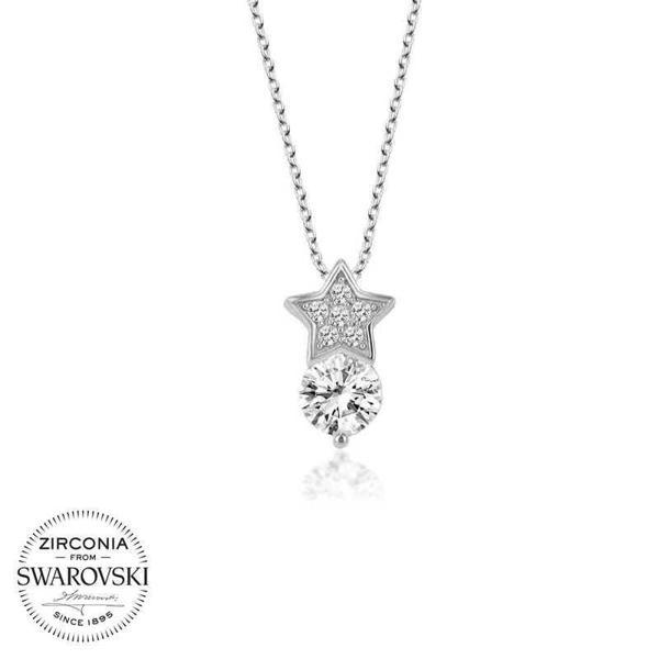 Alsepeteavm Swarovski Taşlı Gümüş Yıldız Tektaş Bayan Kolye - Image 1