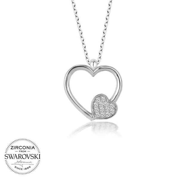 Alsepeteavm Swarovski Taşlı Gümüş Kalp Bayan Kolye - Image 1