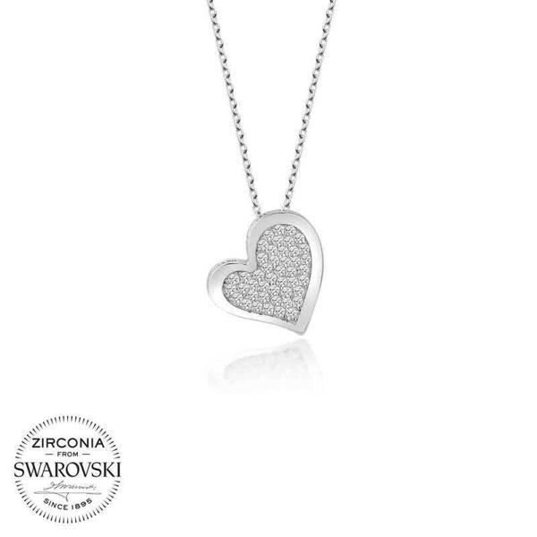 Alsepeteavm Swarovski Taşlı Gümüş Kalp Bayan Kolye - Image 1