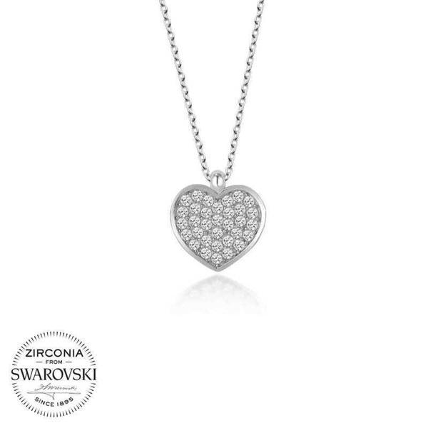 Alsepeteavm Swarovski Taşlı Gümüş Kalp Bayan Kolye - Image 1