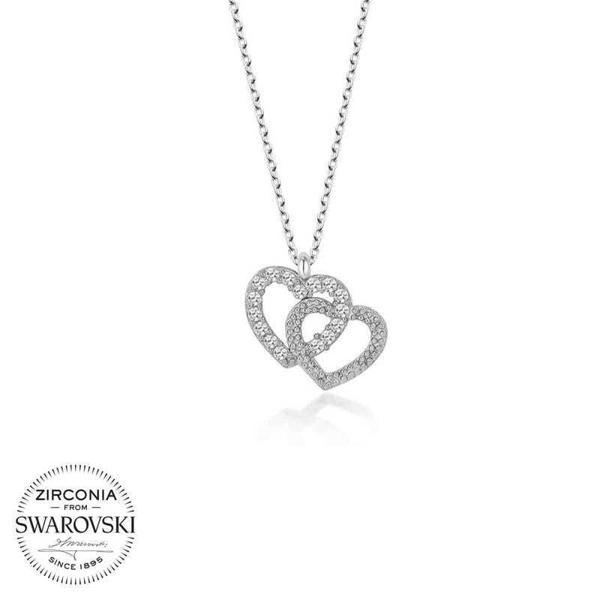 Alsepeteavm Swarovski Taşlı Gümüş Kalp Bayan Kolye - Image 1