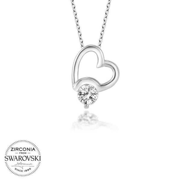 Alsepeteavm Swarovski Taşlı Gümüş Kalp Bayan Kolye - Image 1