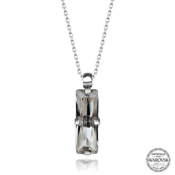 Alsepeteavm Swarovski Crystal Taşlı Baget Gümüş Kadın Kolye - Image 1