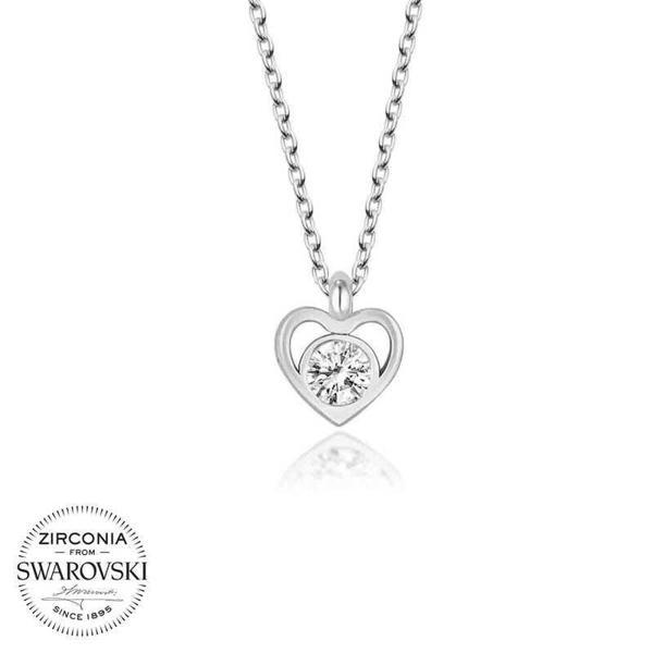 Alsepeteavm Swarovski Taşlı Gümüş Kalp Bayan Kolye - Image 1