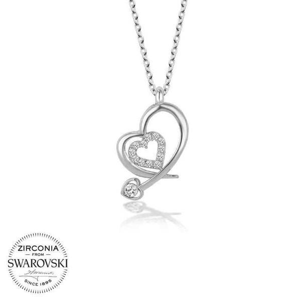 Alsepeteavm Swarovski Taşlı Gümüş Kalp Bayan Kolye - Image 1