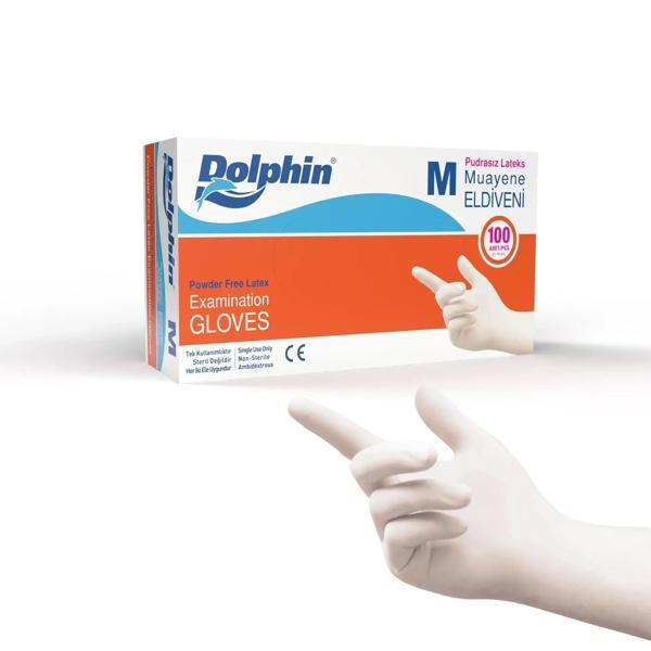 Alsepeteavm  Dolphin Pudrasız Lateks Muayene Eldiveni M Beden 100 Adet - Mdr - Image 1