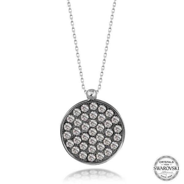 Alsepeteavm Swarovski Crystal Taşlı Yuvarlak Gümüş Kadın Kolye - Image 1