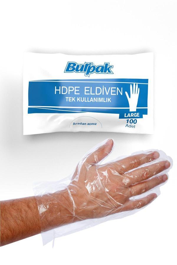 Alsepeteavm  Burpak Şeffaf Eldiven Hdpe L 100 Adet - Image 1