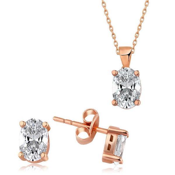 Alsepeteavm Gümüş Rose Oval Taş İkili Set - Image 1
