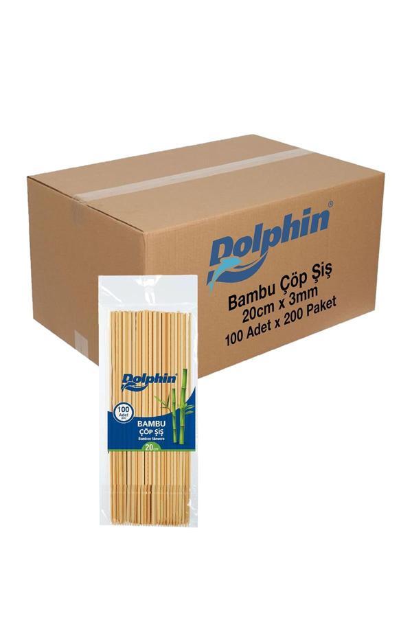 Alsepeteavm  Dolphin Bambu Çöp Şiş 20cm X 3mm 100 Adet X 200 Paket Koli - Image 1