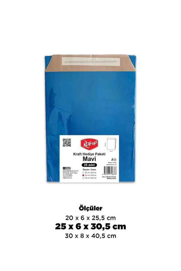 Alsepeteavm  Roll-up Kraft Hediye Paketi Mavi 25x6x30,5x4,5 25li - Image 1