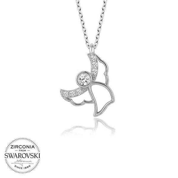 Alsepeteavm Swarovski Taşlı Gümüş Melek Bayan Kolye - Image 1