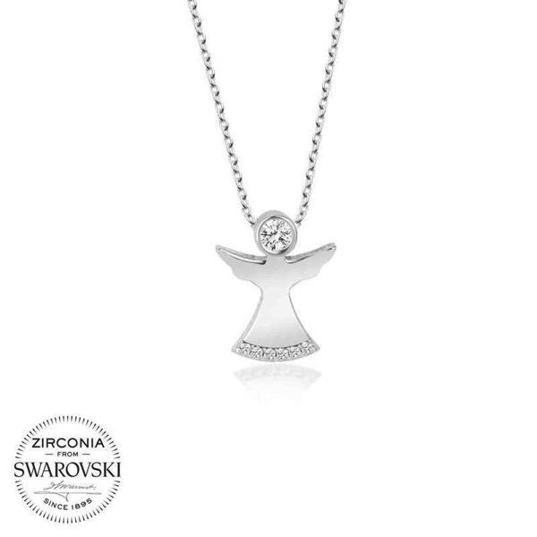 Alsepeteavm Swarovski Taşlı Gümüş Melek Bayan Kolye - Image 1