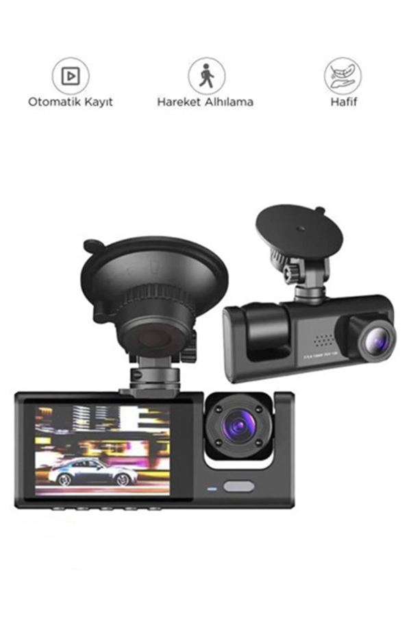 Araç İçi 1080p 3 Kameralı Lcd Ekranlı Gece Görüşlü , G-sensör , Geri Görüş Kamera - Image 1