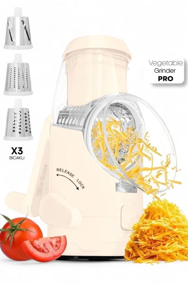 Tilbe Home Vegetable Grinder Pro Dilimleyici Kollu Rende Öğütücü 3 Çelik Bıçaklı Sebze Doğrayıcı Mutfak Robotu - Image 1