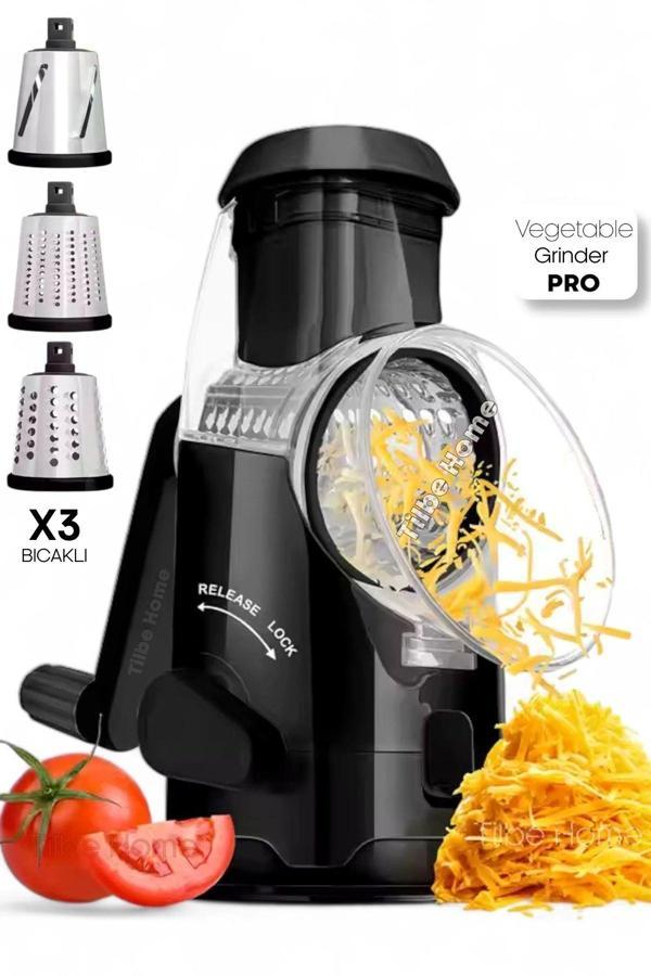 Tilbe Home Vegetable Grinder Pro Dilimleyici Öğütücü 3 Çelik Bıçaklı Kollu Rende Sebze Doğrayıcı Mutfak Robotu - Image 1