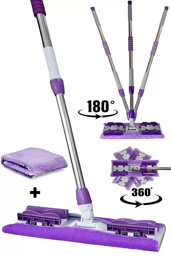 Tilbe Home Sihirli Teleskobik Mop Yedek Bez Hediyeli Yer Mopu Fayans Duvar Yüzey Temizlik Mikrofiber Paspas - Image 1