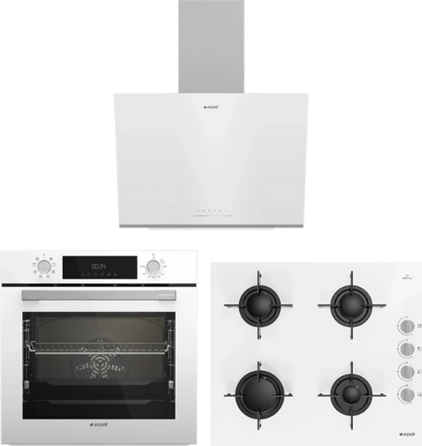Arçelik Steam Beyaz Üçlü Cam Ankastre Set - Image 1