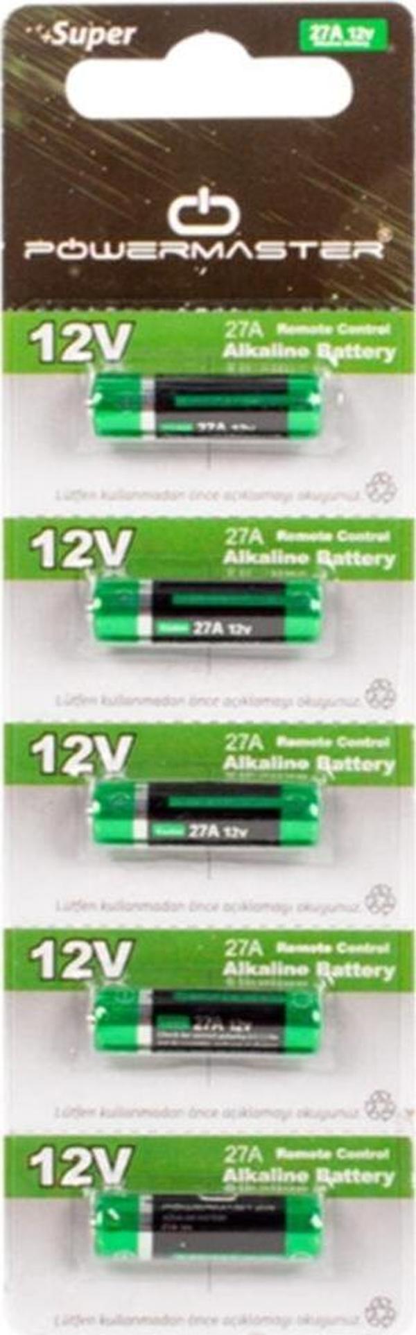 Powermaster DEXTER POWERMASTER POWERCELL 27A 12 VOLT İNCE ALARM PİLİ (5Lİ PAKET) - Image 1