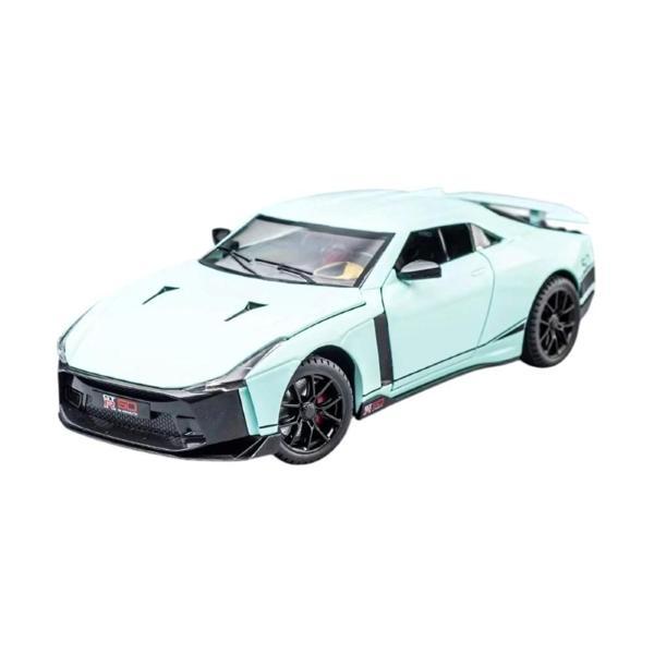 Miniauto 1:24 GTR-50 Diecast Model Araba Sesli Işıklı 20 cm Açılır Kapı Çek Bırak Turkuaz - Image 1