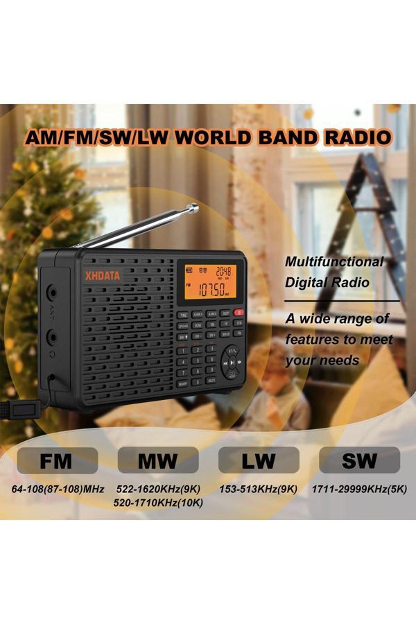 Xhdata D-109 Radyo Fm / Mw / Sw Full Tam Bant Taşınabilir Radyo - Image 1