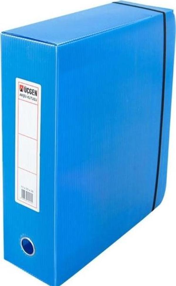 Üçgen Proje Kutusu Plastik Lastikli Battal 29x36x10 Mavi - Image 1