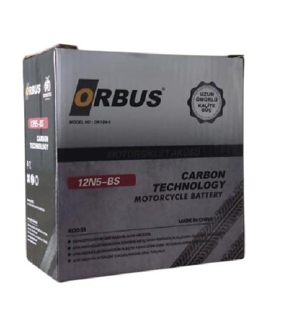 ORBUS 12V 5Ah Yüksek 12N5-BS Motosiklet Aküsü EBATLAR: 119 x 60 x 129mm  - Image 1