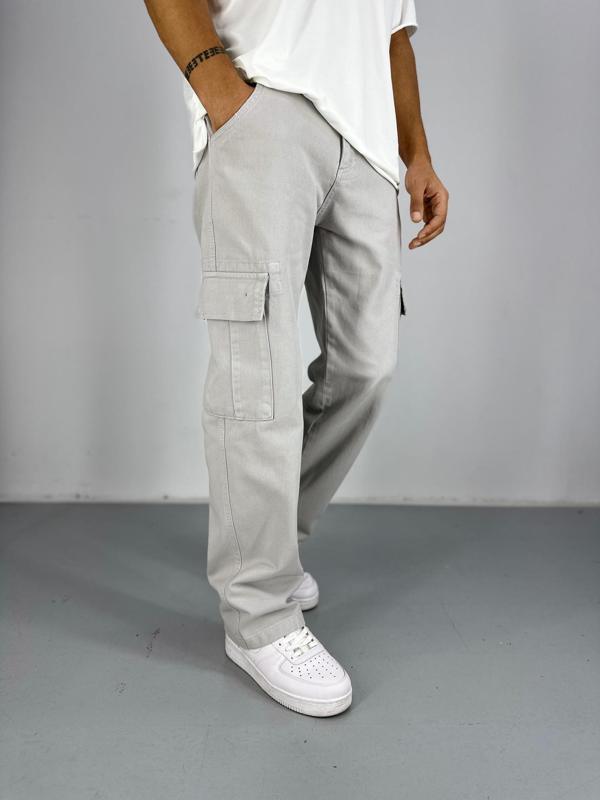 Erkek Premium Kalite Gri Kargo Pantolon - Image 1