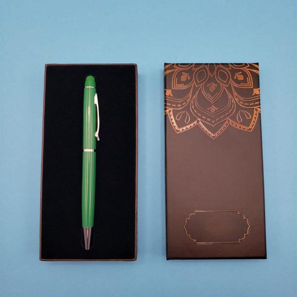Büro Ev Ofis Hediyesi için Mandala Kutulu Yeşil Touchpen Kalem - Image 1