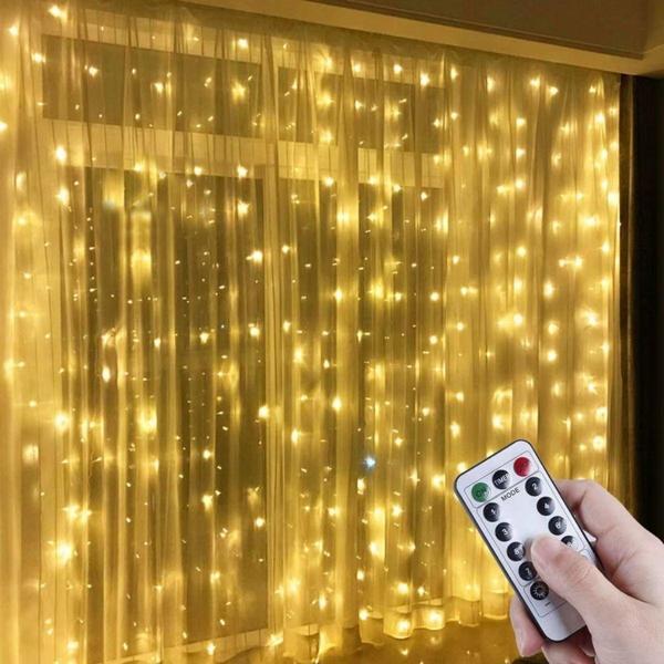 Büro Ev Ofis Yazlık için 3X3MT Kumandalı Perdeye Takılır Kancalı Işık Usb Peri Led Perde - Image 1