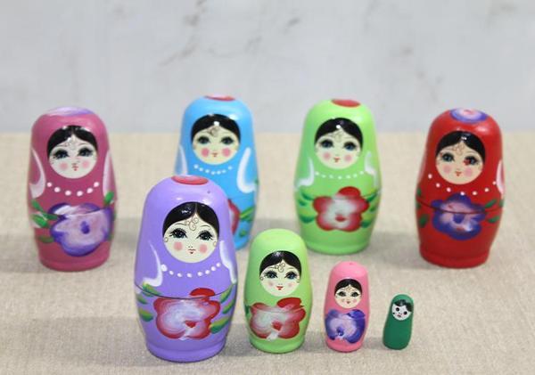 Büro Ev Ofis Hediyesi için 4PARÇA Ahşap Biblo Matruşka Seti - Image 1