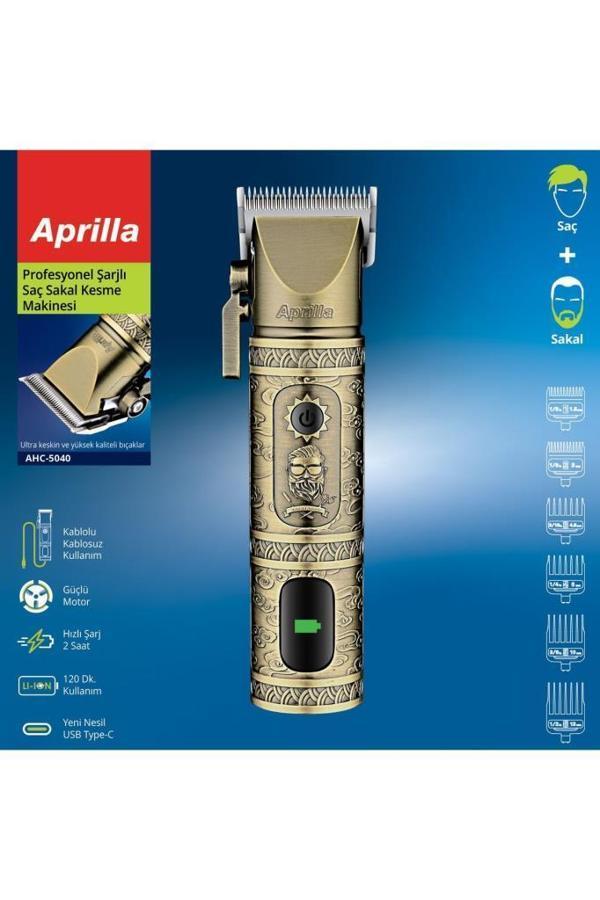 Aprilla Ahc-5040 Paslanmaz Çelik Bıçaklı Dijital Göstergeli Profesyonel Şarjlı Saç Sakal Makinesi - Image 1