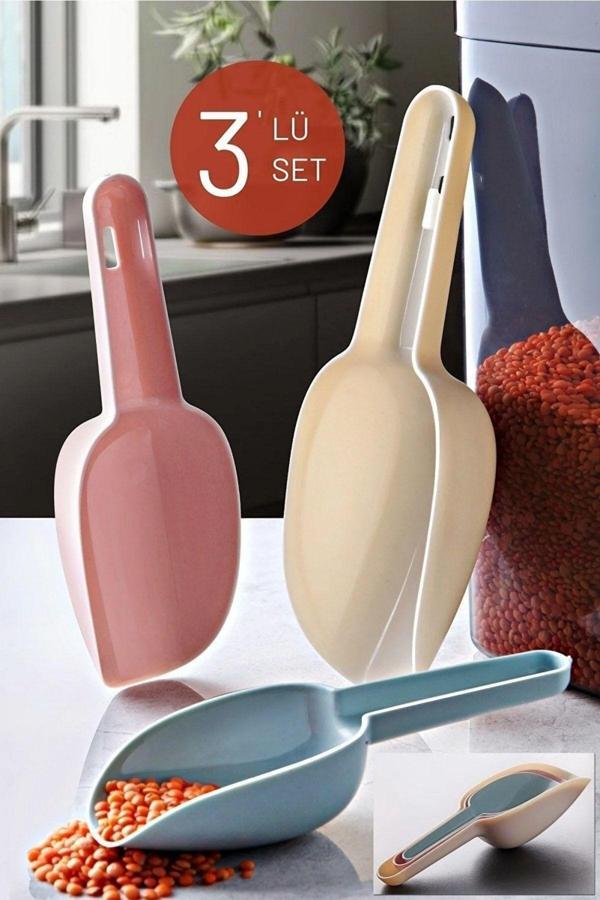 3'lü Set Un, Şeker, Erzak, Bakliyat, Deterjan Vb. Ölçü Küreği - Image 1