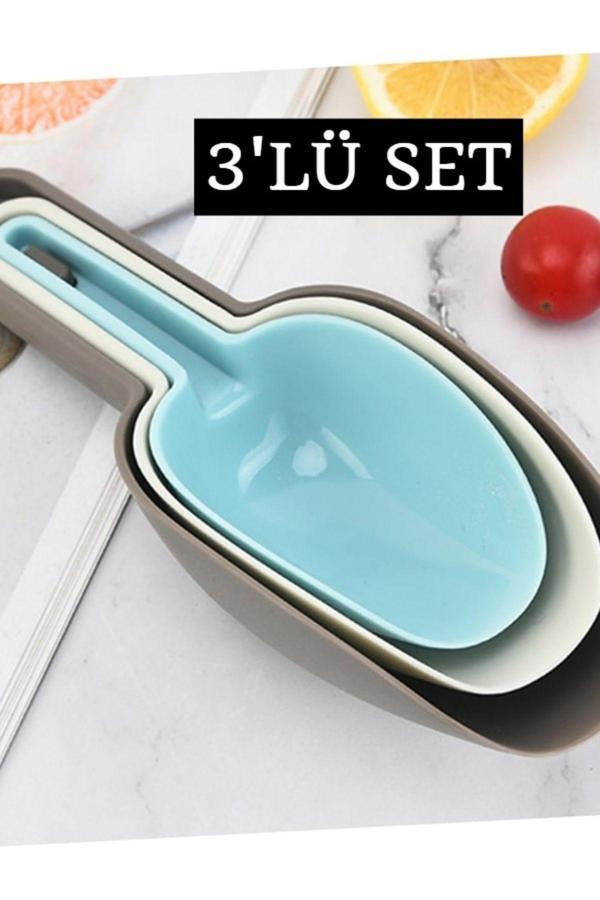3'lü Set Un, Şeker, Erzak, Bakliyat, Deterjan Vb. Ölçü Küreği - Image 1