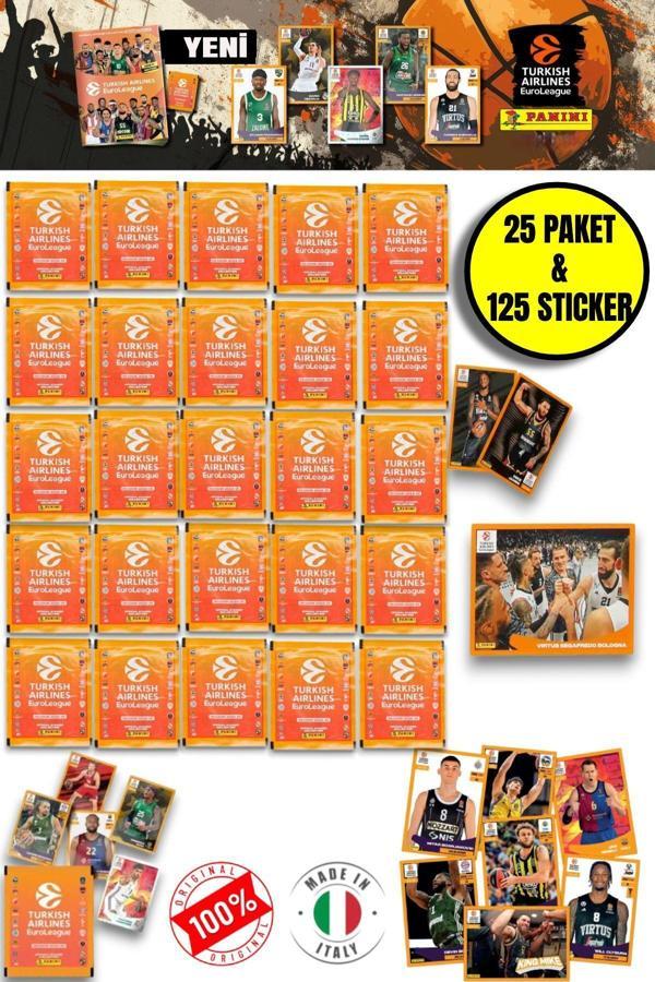Panini 2024-25 Turkish Airlines Euroleague Sticker 25 Paket  (125 Adet Sticker) - Image 1