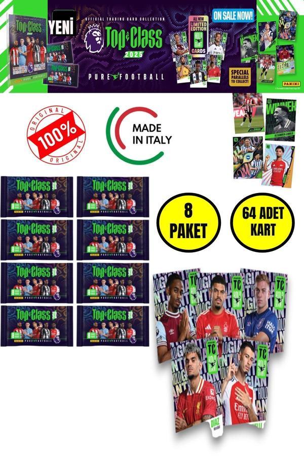 Panini Top Class 2025 Premier League Koleksiyon Futbolcu Kartları  ( 4 Paket & 32 Adet Kart ) - Image 1