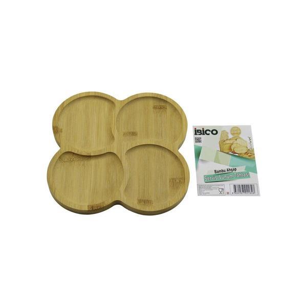 KARE 4 YUVARLAK KÖŞELİ - BÖLMELİ AHŞAP BAMBU SERVİS SUNUM TEPSİ - TAHTASI 20 X 20 X 1.4CM (2818) - Image 1