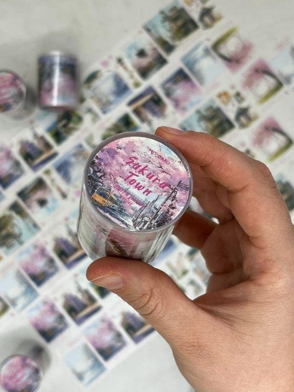 Sakura Town Temalı Pembe Renk Washi Bant /Washi Tape/ Sticker/ Bullet Journal - Image 1