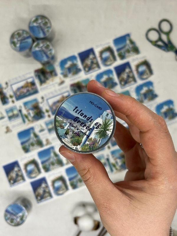 Islands Of Greece Temalı Mavi Renk Washi Bant /Washi Tape/ Sticker/ Bullet Journal - Image 1
