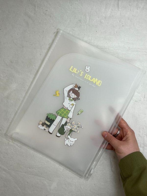 Lily’s Island Sevimli Kedicik 6 Bölmeli Bir Fermuarlı A4 Dosyalı Çok Fonksiyonlu Dosya Kiti/Belge Dosyası/Düzenleyici - Image 1