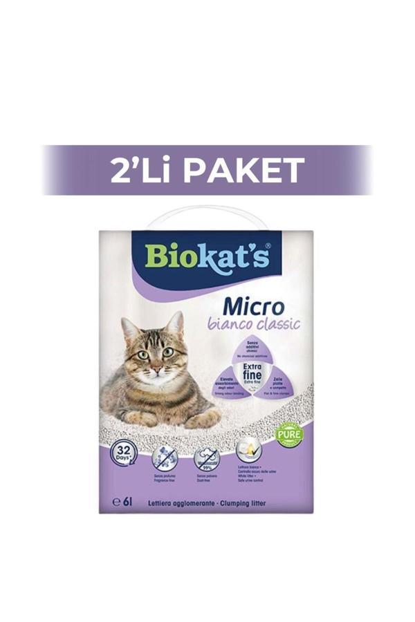 Micro Bianco Classic Kokusuz Topaklanan Doğal Kedi Kumu 6 lt 2 Adet - Image 1
