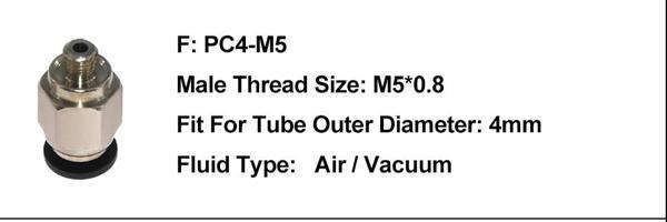 3D Yazıcı Pnömatik Konnektör Çelik Pc4 M5 X 1 Adet  (rf125) - Image 1