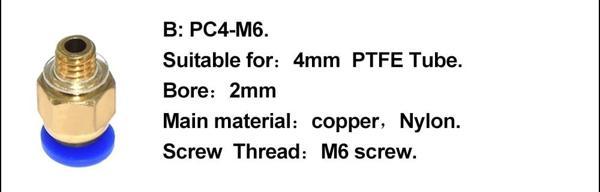 3D Yazıcı Pnömatik Konnektör Pc4 M6 X 1 Adet  (rf128) - Image 1